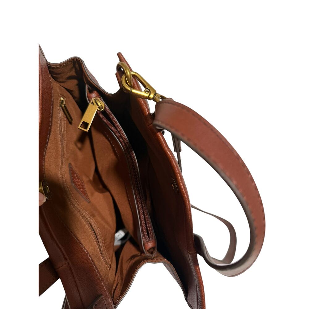FOSSIL Kingston Satchel Handbag Brown Leather with Crossbody Strap - Picture 8 of 10